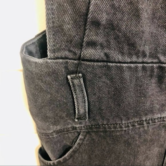 ZARA Black Denim Midi Pinafore Overall Button Down Dress Size XS NWT - Picture 7 of 14